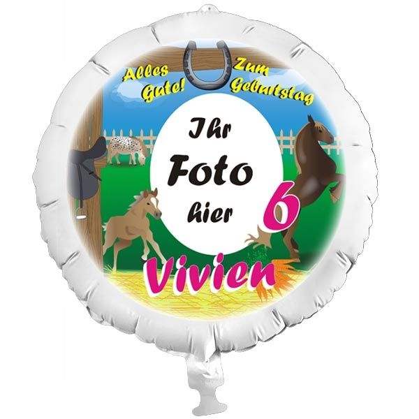 Pferde-Fotoballon, Ballongeschenk f. Pferdchen-Mottoparty, Kindergeburtstag Deko