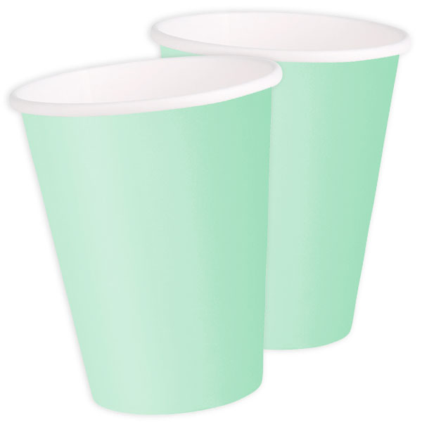 Partybecher, mintgrün, sehr hübsche Pappbecher für alle Partys, 14er Pack