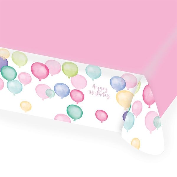 Tischdecke Happy Birthday Ballons Pastell,Papier,1,75m×1,15m