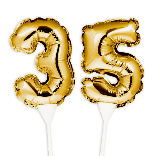 Folienballon-Kuchenpicker zum 35. Geburtstag, Zahl 3 & 5, selbstaufblasend