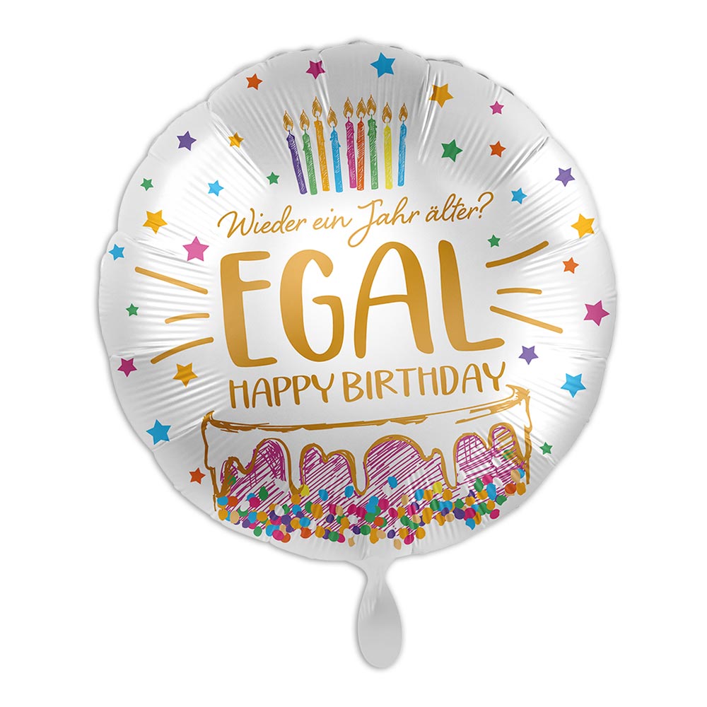Geschenkballon Happy Birthday im Karton "Wieder ein Jahr älter? Egal