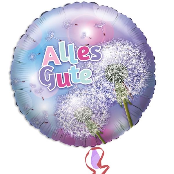 Folienballon "Alles Gute" mit Motiv Pusteblume, 1 Stück