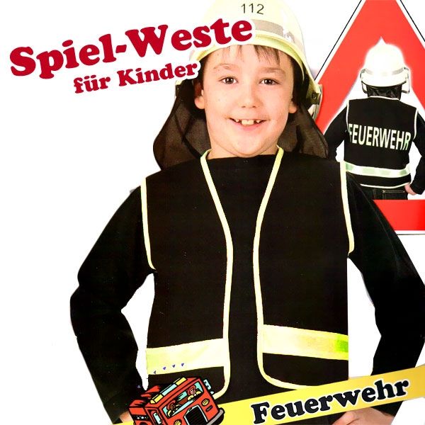 Feuerwehr Spielweste für Kids, Gr. 128, +Aufdruck, top Kostümzubehör