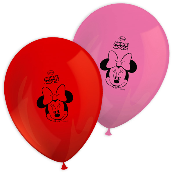Latexballons, Minnie Maus, 8er Pack, Ø 30cm