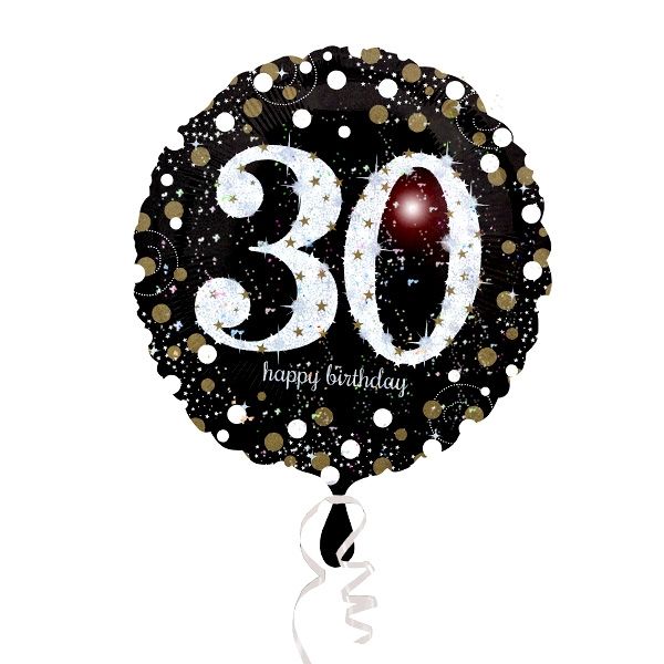 Glitzer-Folieballon, 35cm, 1 Stück, zum 30. Geburtstag als Geschenk