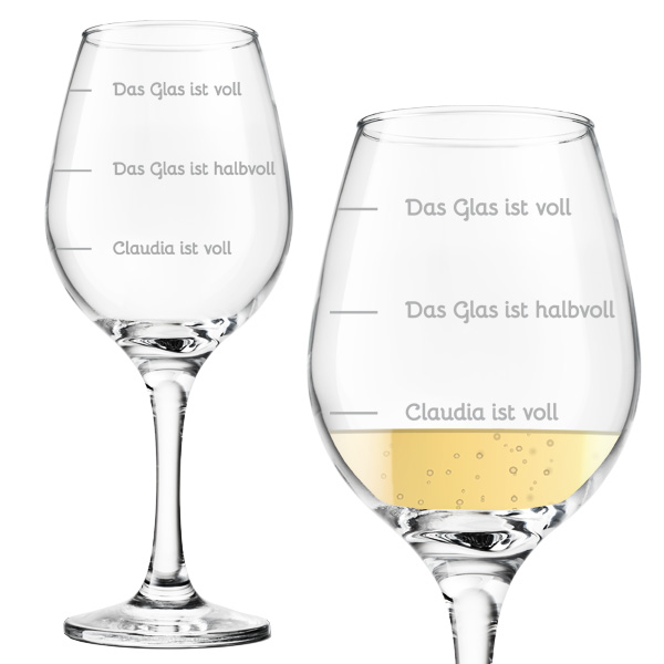 Personalisiertes Weinglas "Ich bin voll" mit Namen & Füllstandsanzeige
