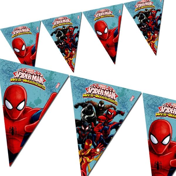 Spiderman Web-Warriors Partykette für drinnen und draußen, Folie, 2,3 m