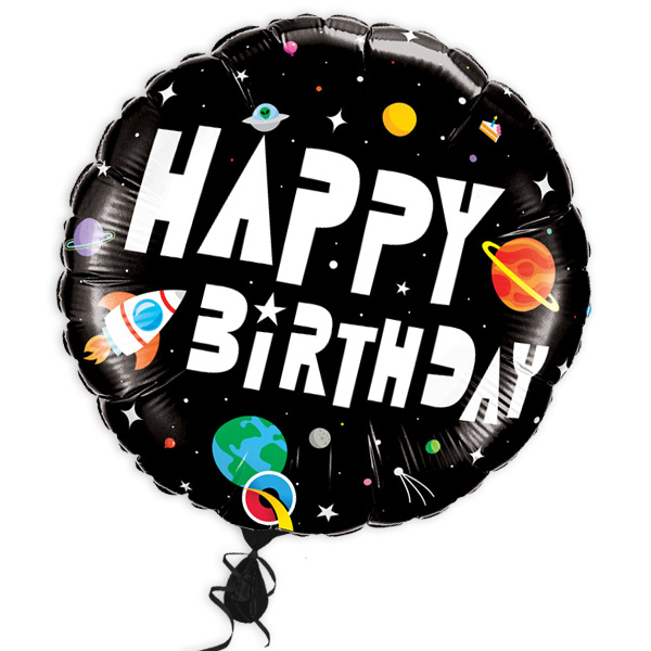 Folienballon "Happy Birthday" mit Astronautenmotiv, Ø 46cm