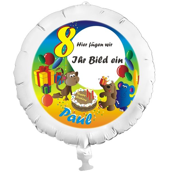 Geschenkballon mit Foto für Dschungelparty / Safariparty Kindergeburtstag +Name