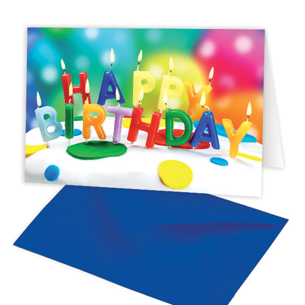 Glückwunschkarte zum Geburtstag, Torte mit "Happy Birthday" Kerzen, 1 Stk.