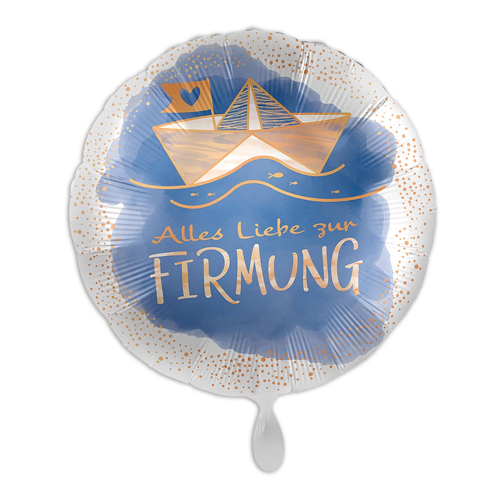 "Firmung", Papierschiff, Folienballon rund Ø 34cm