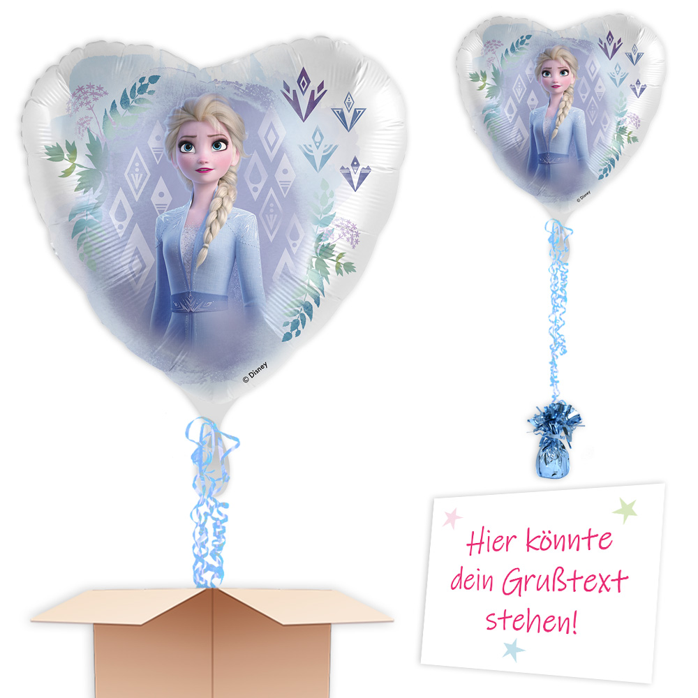 Ballongruß Frozen mit Elsa-Motiv verschicken, Herzform, 35 x 33cm