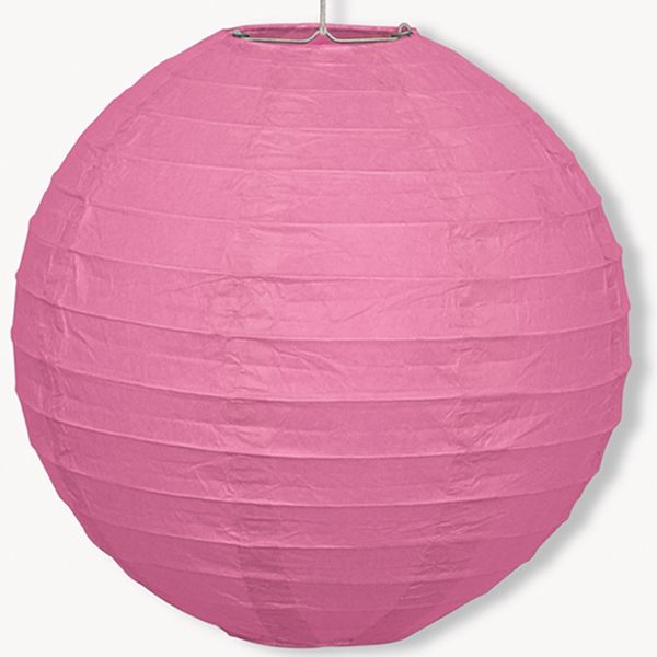 Papier-Lampion rosa, 25cm, mit Metallbügel +Schnur zum Befestigen