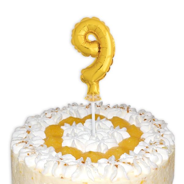Cake Topper, Zahl "9" in gold, Folie, 12,7cm
