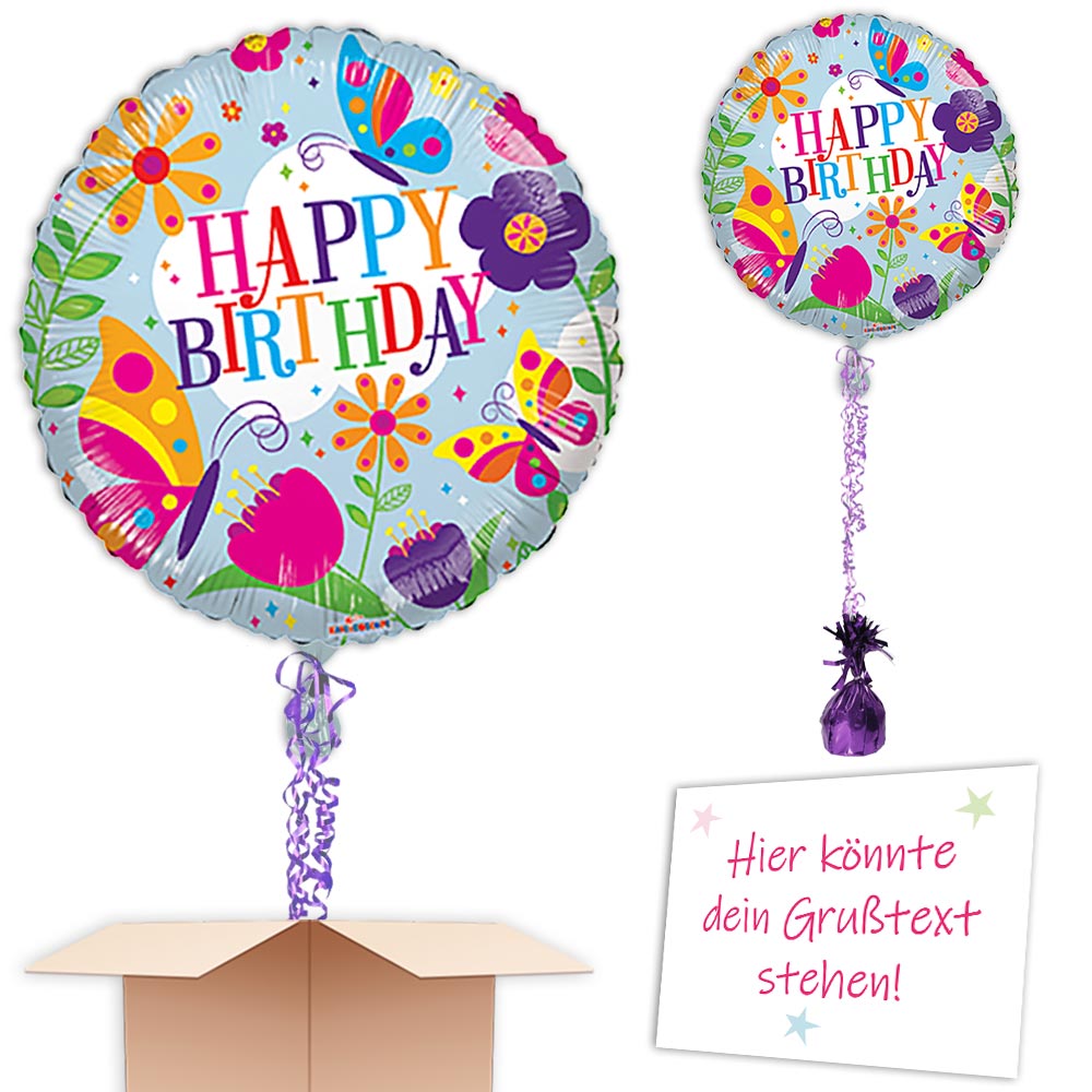 Ballon per Post Schmetterling zum Geburtstag Termin und Wunschadresse