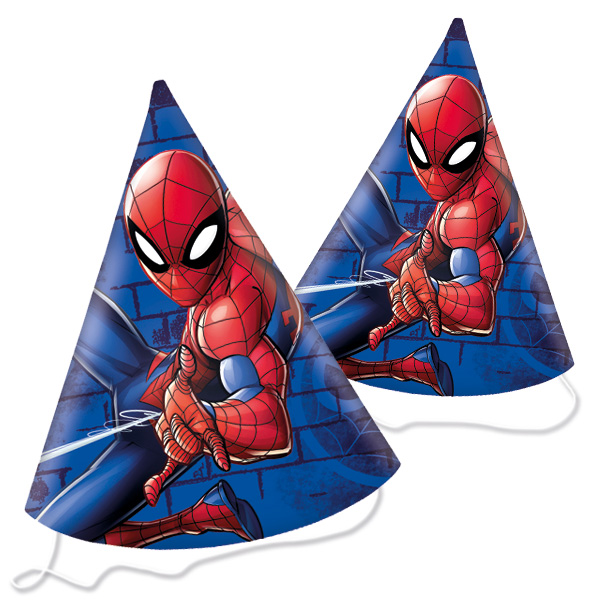 Spiderman Partyhüte im 6er Pack, Pappe
