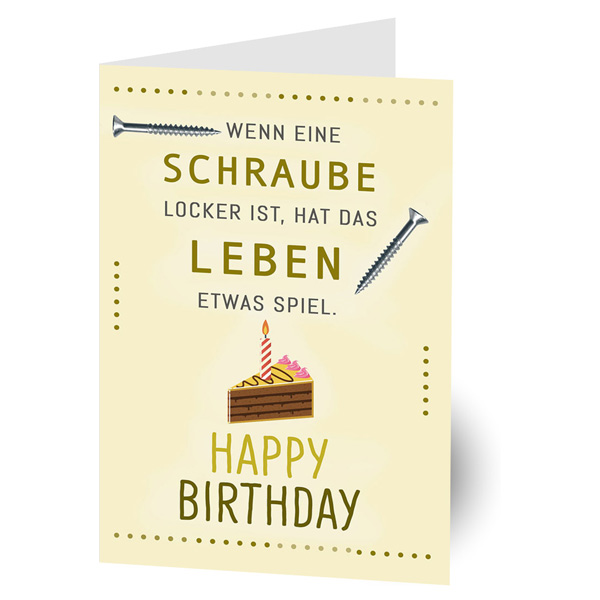 "Schraube Locker" Glückwunschkarte zum Geburtstag, inkl. Umschlag