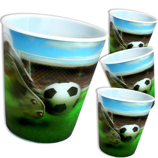 3D Becher für Fußball-Fans zum Verschenken, 4 Stück, Plastik, 250 ml