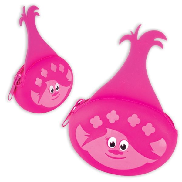 Trolls Geldbörse für Kinder, Geldbeutel mit Reißverschluss in Pink