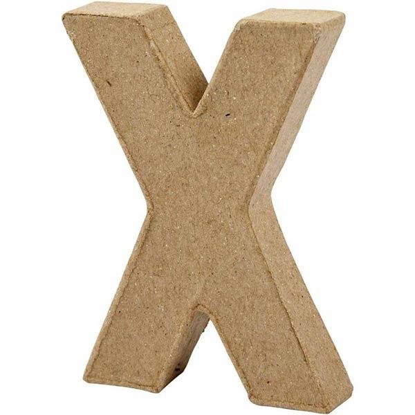 X Buchstabe, handgearbeitet aus Pappe, zum Bemalen/Bekleben, ca. 10 cm