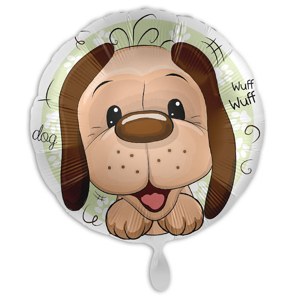Runder Folienballon mit niedlichem Hunde-Motiv, Ø 34cm