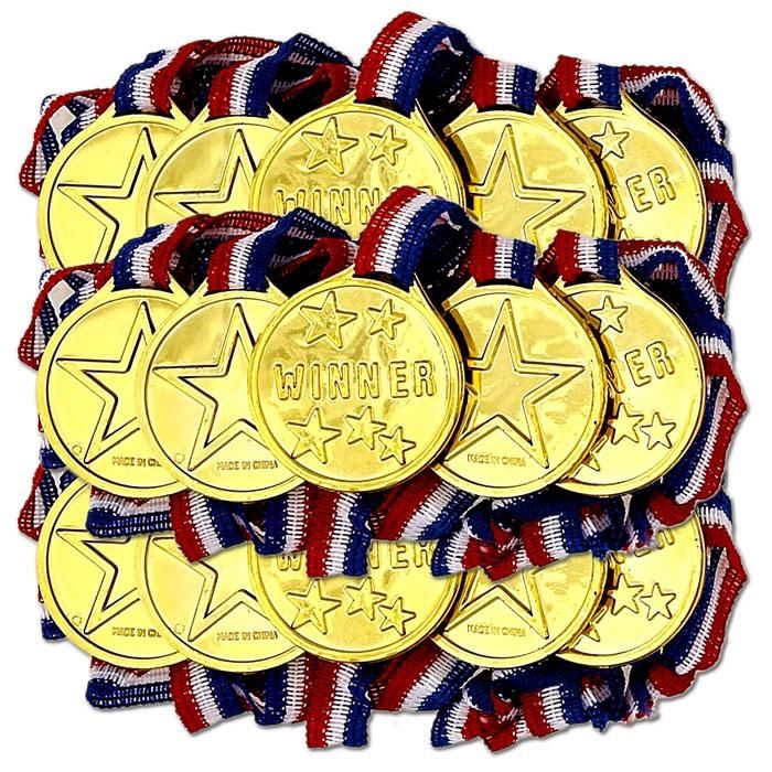 Goldmedaillen fürs Sportfest, 24 Kindermedaillen in Gold, Plastik