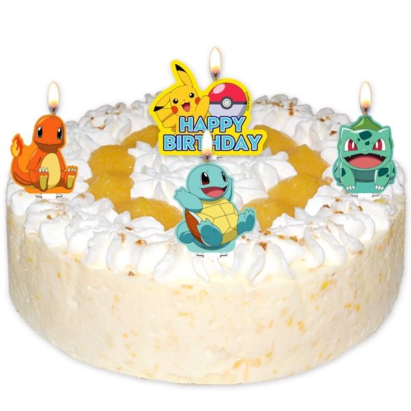 Pokemon Geburtstagskerzen im 4er Pack für Überraschungstorten Kinder