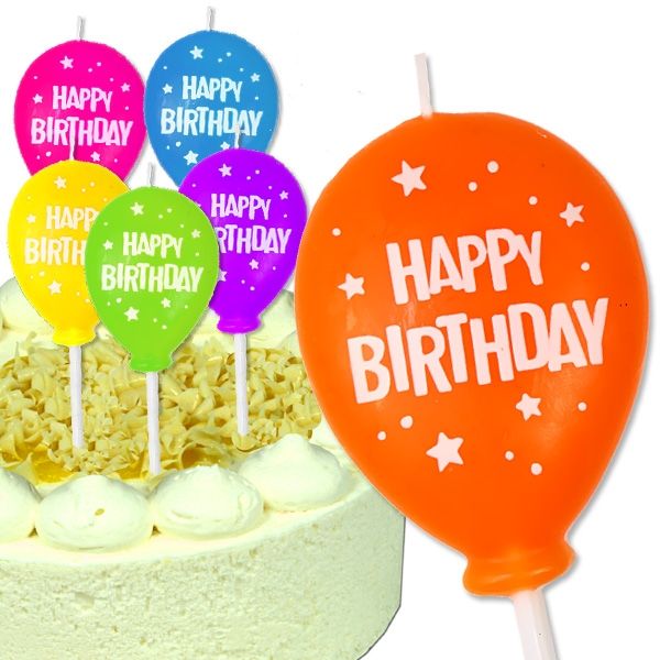 Kerze Happy Birthday, 1 Stk, Ballonform