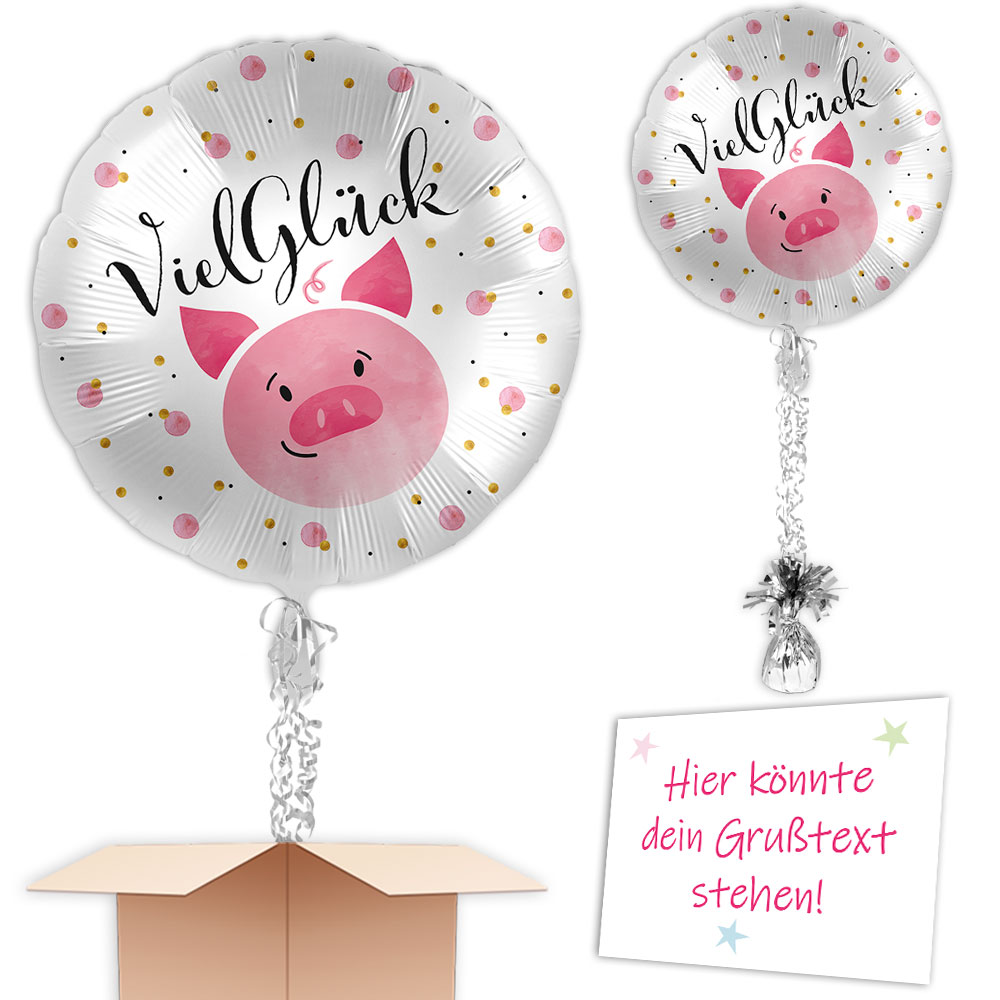 Inkl. Helium, Bänder, Ballongewicht  Ballongruß "Viel Glück" 