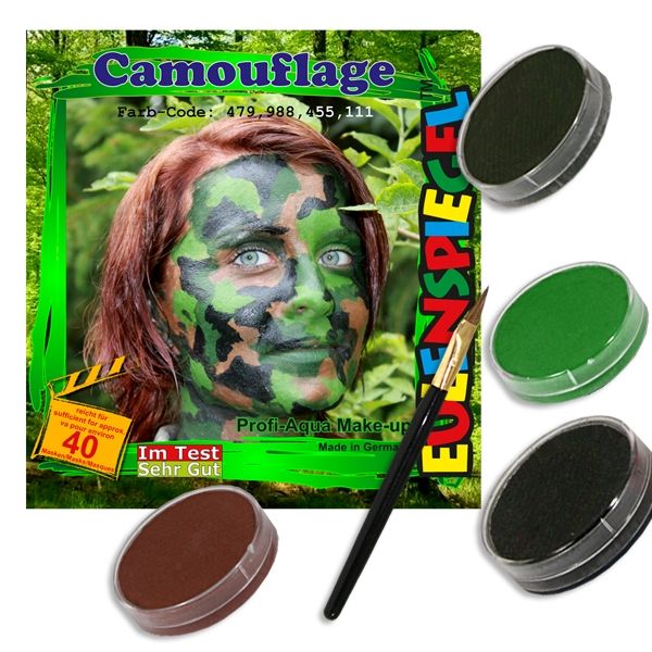 Camouflage Schminkset mit 4 Farben für cooles Tarnfarben-Gesicht