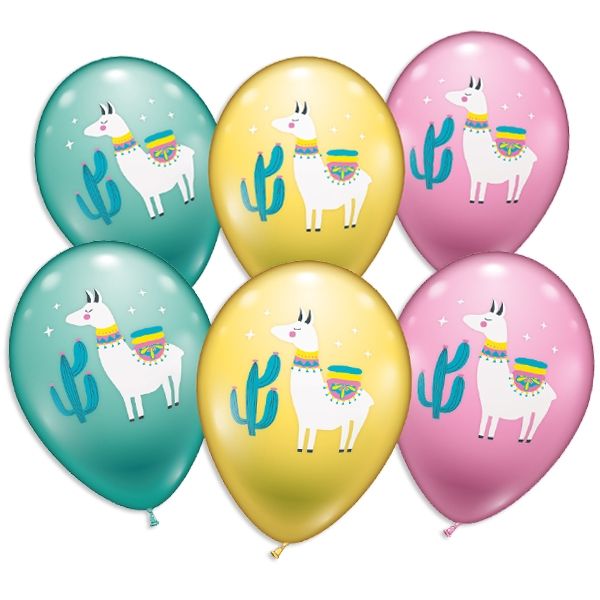 Lama-Luftballons mit stolzem Lama, niedliche Latexballons im 6er Pack
