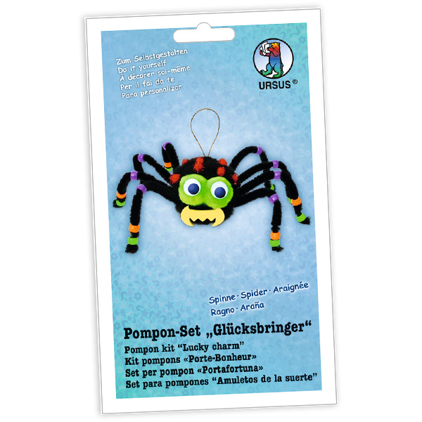 Pompon-Glücksbringer Bastelset "Spinne"