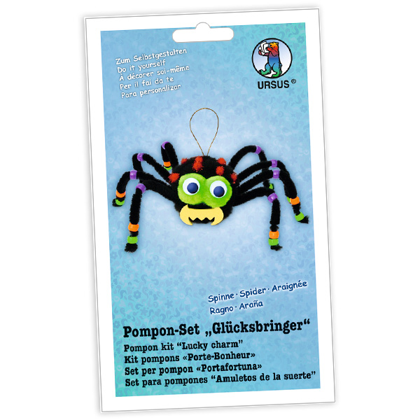 Glücksbringer Pompon-Set, Spinne, 19cm