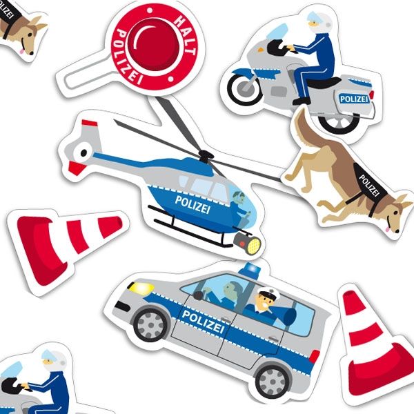 Polizei-Motivkonfetti mit Polizeiauto, Hubschrauber, Motorrad etc., 24 Teile