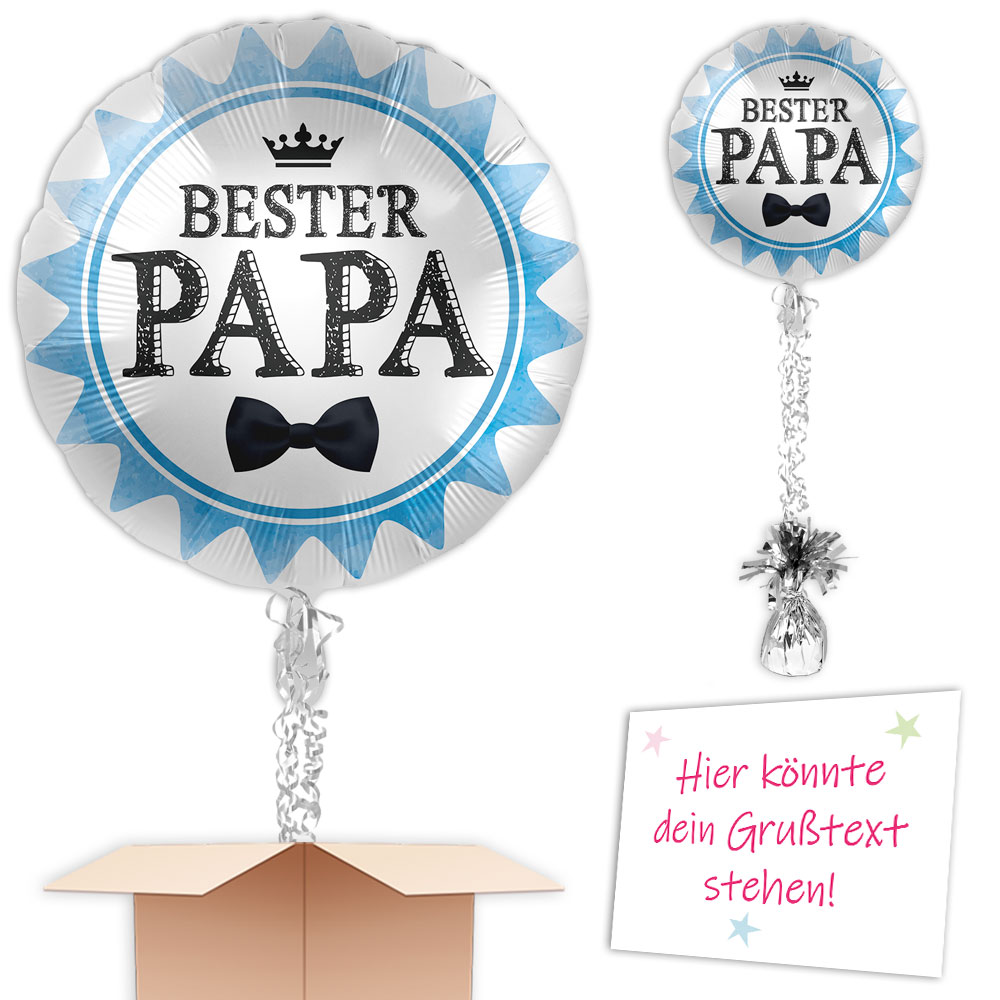 "Bester Papa", rund silber-hellblau Ø 35cm