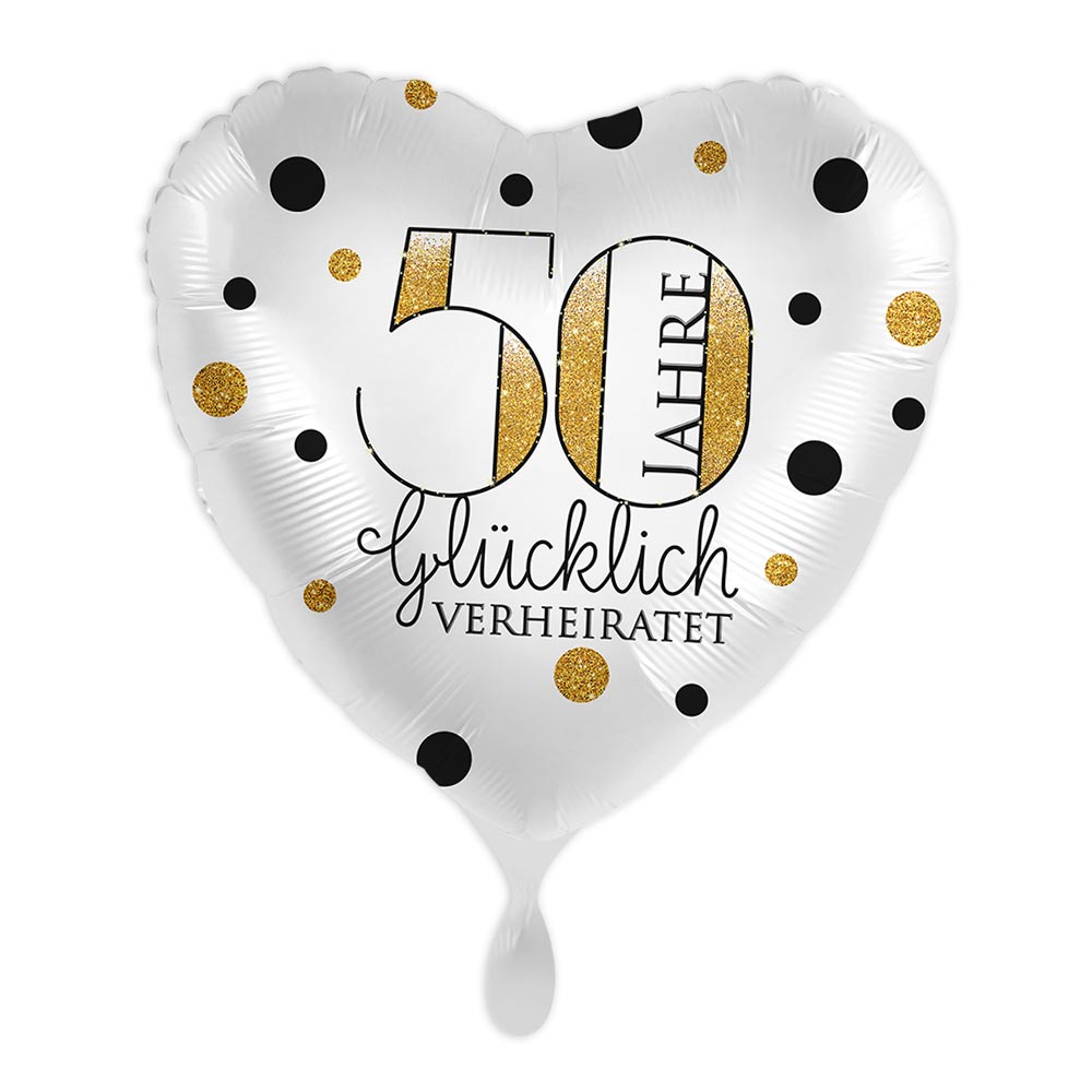 50 Jahre "Glücklich verheiratet", rund weiß-gold Ø35 cm