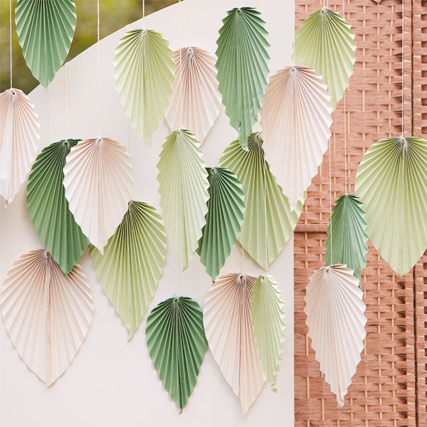 Wanddekoration "Palmblätter", 25 Stück in verschiedenen Größen und Farben