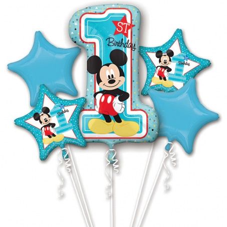 "Mickey Mouse 1. Geburtstag Junge" Ballon-Set, 5-teilig