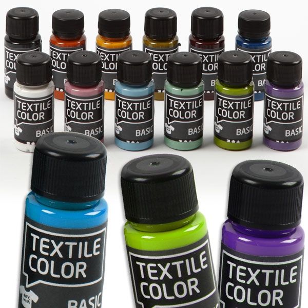 Textilfarben-Set, 12 Fl. Color Set Trend, hochwertig, Bügelfixierung