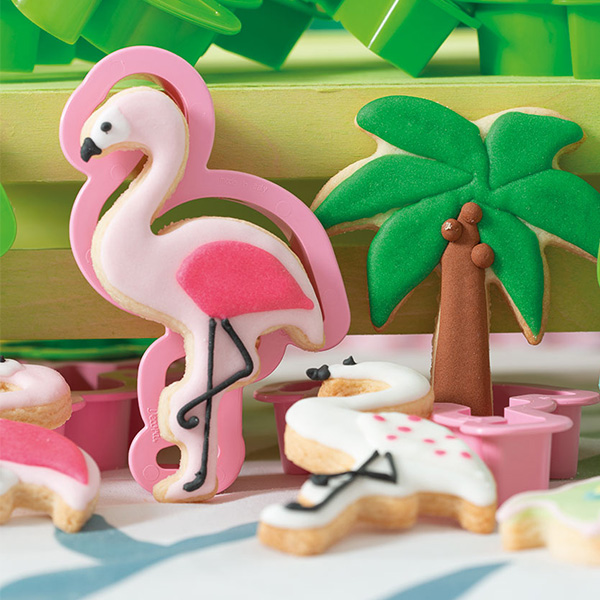 Kunststoffausstecher, Flamingo und Palme, 2er Set, ca. 10cm