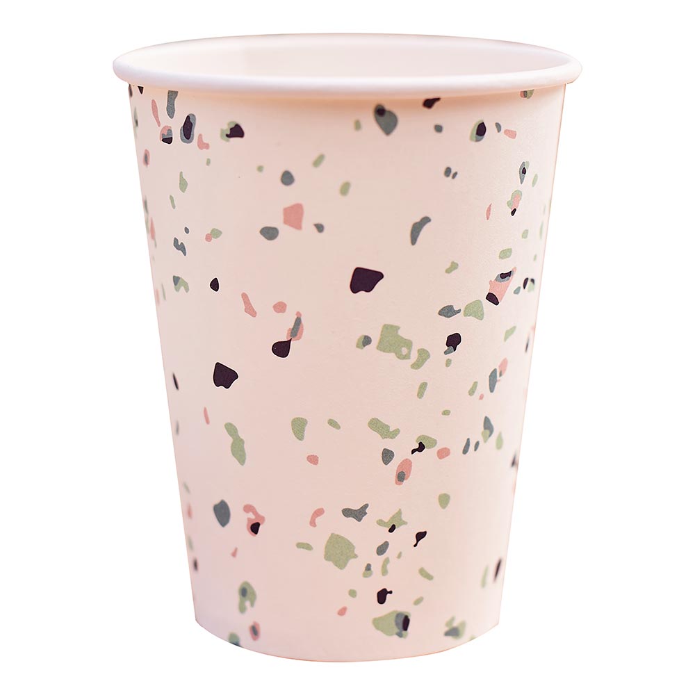 Pappbecher mit Terrazzo-Print, 8er Pack, 266ml Pappbecher mit Terrazzo-Print, 8er Pack, 266ml
