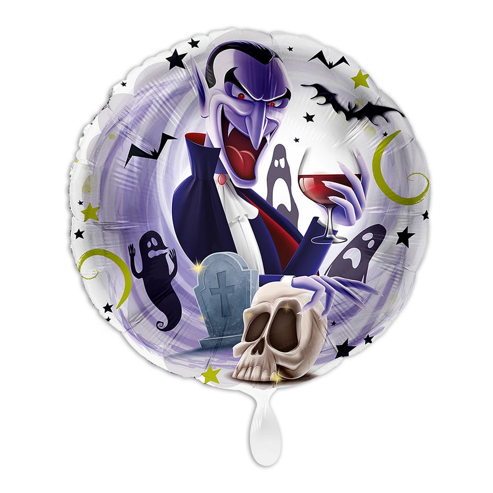 Halloween, Motiv Drakula, Heliumballon rund Ø 34 cm
