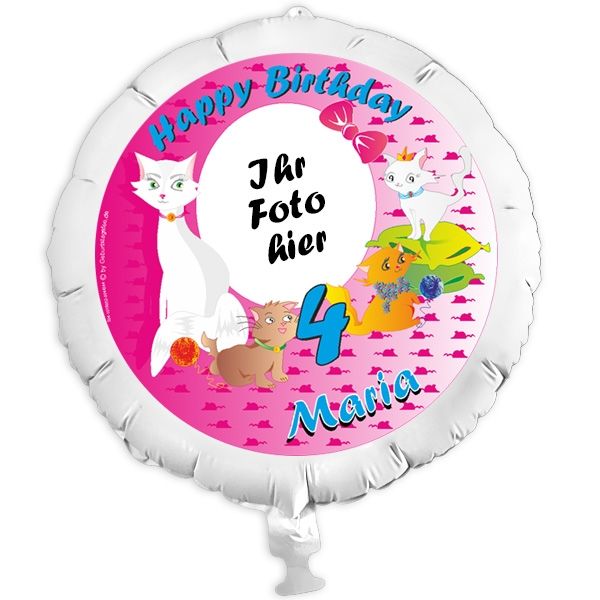 Geschenkballon mit Foto für Katzenparty u. Kindergeburtstag +Name