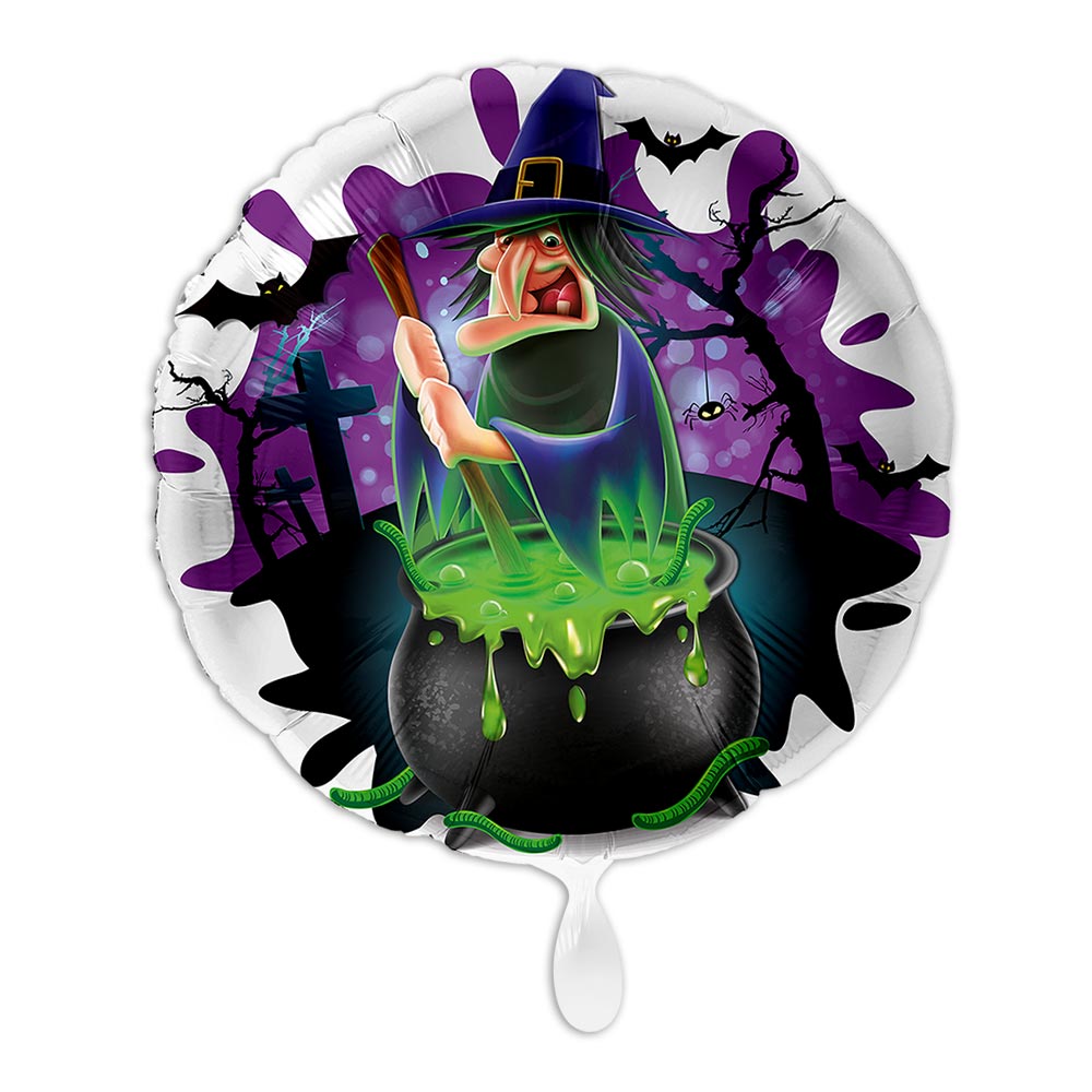 Halloween, Motiv Hexe, Folienballon Rund Ø 34 cm