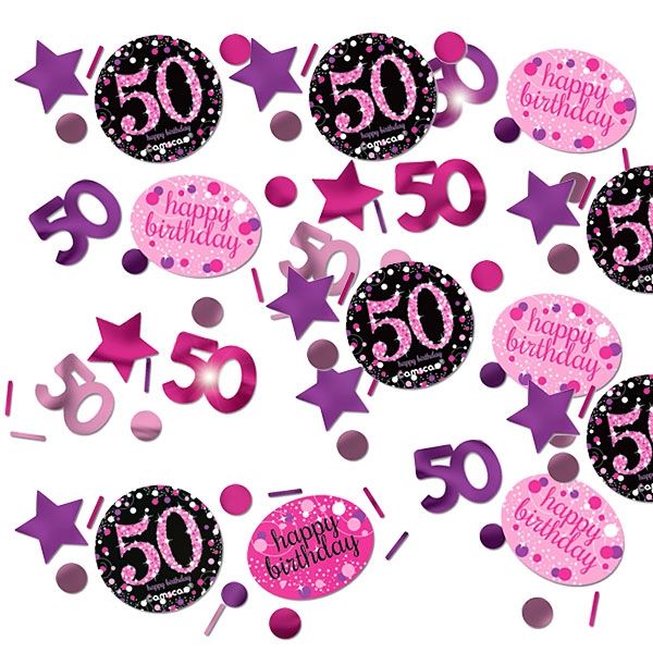 Konfetti 50. Geburtstag pink-schwarz, 34g,Metallic,Pappe 34g