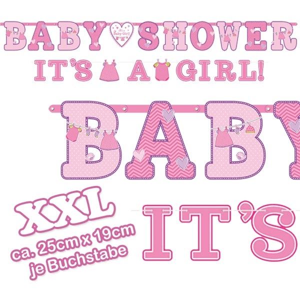 Baby Shower Buchstabenketten im 2er Pack, 2,56 m und 1,8 m, Pappe