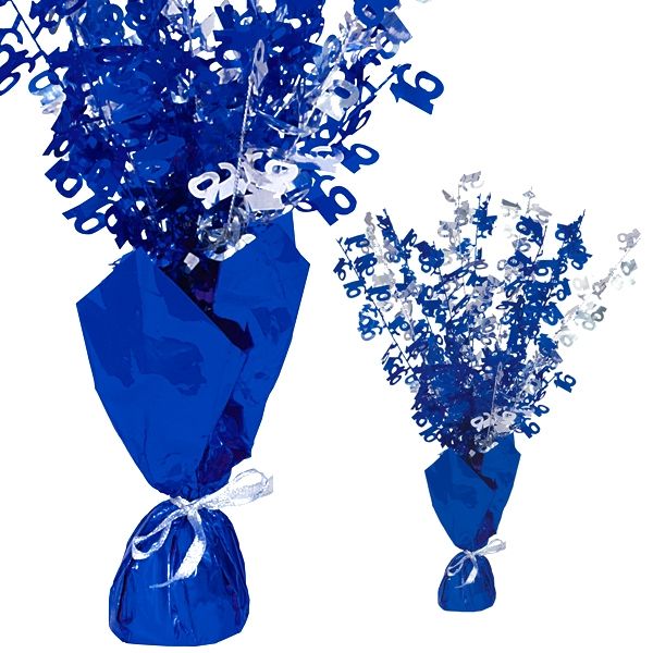 Ballongewicht Zahl 16 blau, 42 cm, Folie