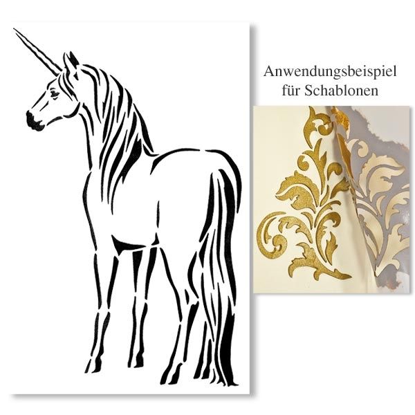 Einhorn Universal Schablone DINA4 für Einhornbilder auf vielen Untergründen Einhorn Universal Schablone DINA4 für Einhornbilder auf vielen Untergründen