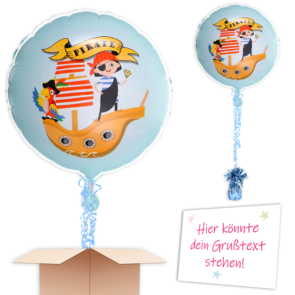 Piraten Ballongruß, Heliumballon in der Box
