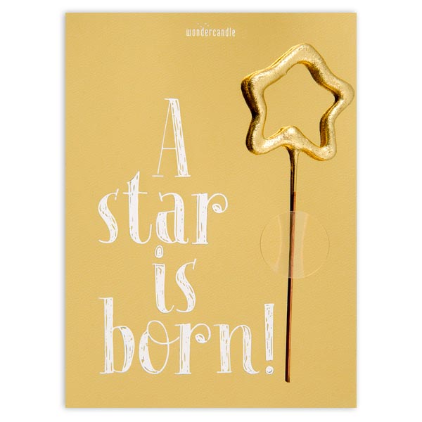 Glückwunschkarte mit Wunderkerze, A Star is born, 11,5cm x 8,5cm